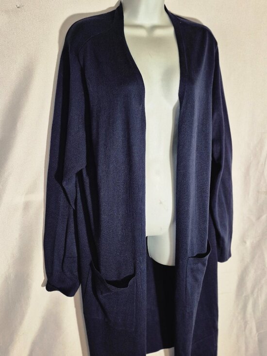 AMAZON ESSENTIALS Long open-front Cardigan sweater, Dark Blue in size XXL NWT - Picture 10 of 16